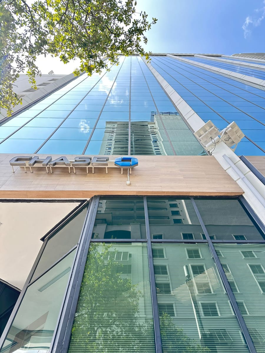 Chase bank branch at the base of the tower on Brickell